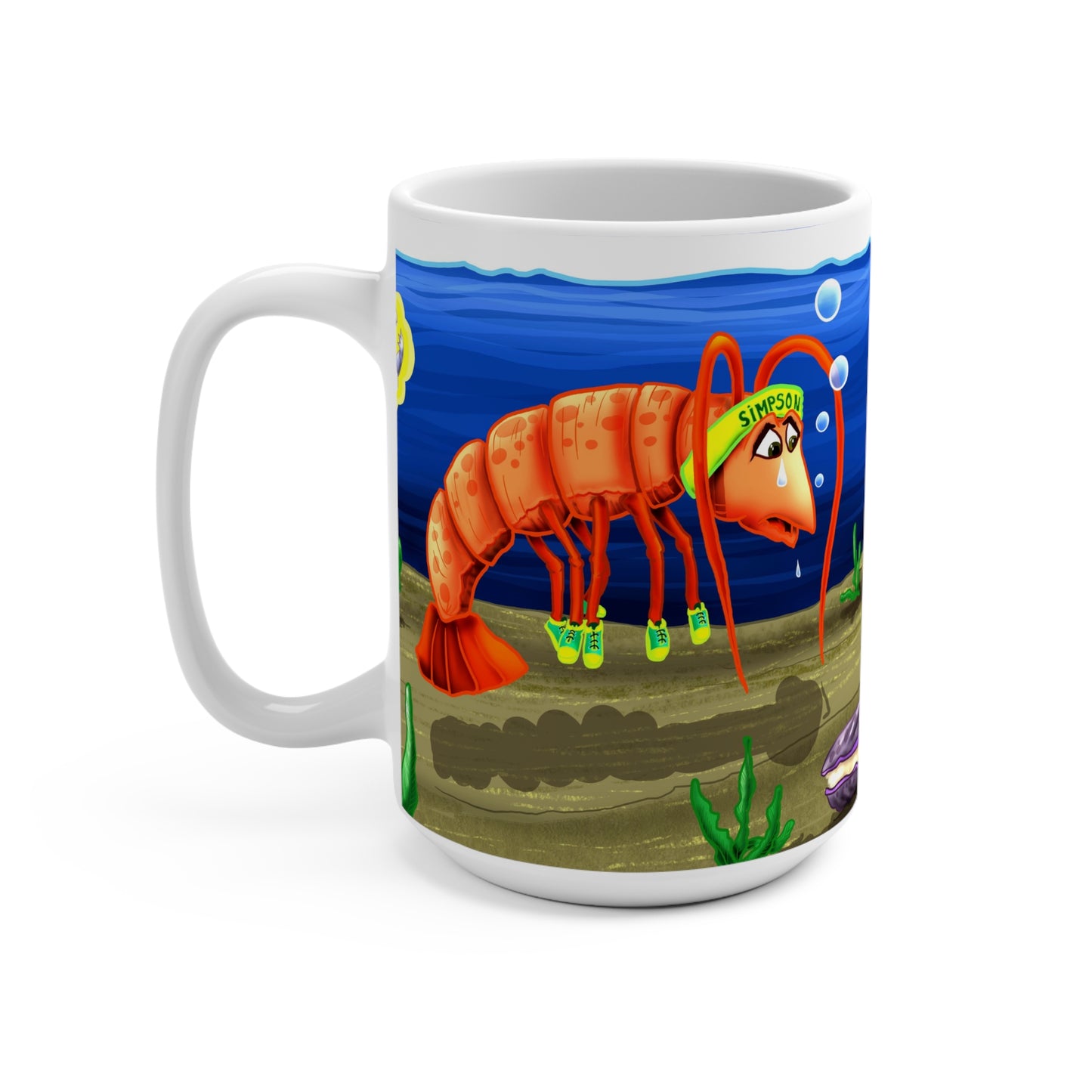 The Longest Yawn Mug - Large mug -Simpson the sporty shrimp