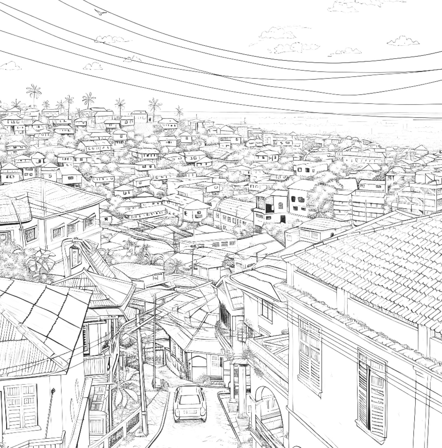 African landscapes challenge colouring book 4 - Adults