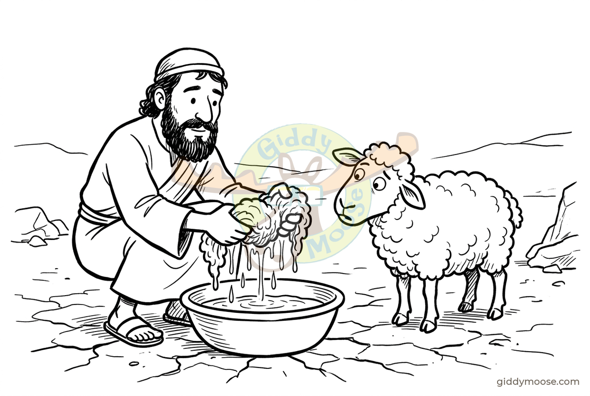 Gideon and the fleece (Judges 6) — comic, Giddymoose