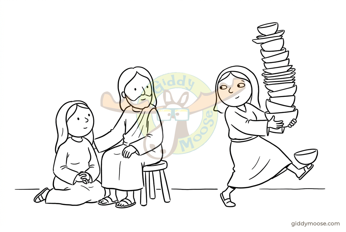 Martha and Mary (Luke 10) — comic, Giddymoose