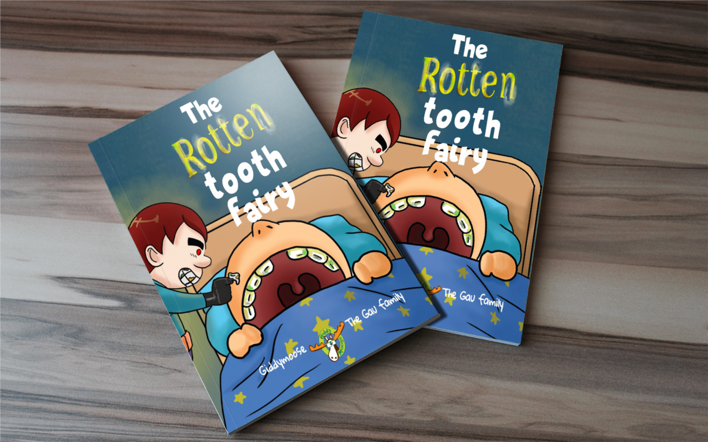 Two The Rotten tooth fairy 3D books on a table. by Giddymoose