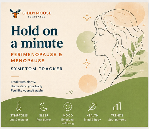 Hold on a Minute — perimenopause and menopause symptom tracker Notion template | Giddymoose