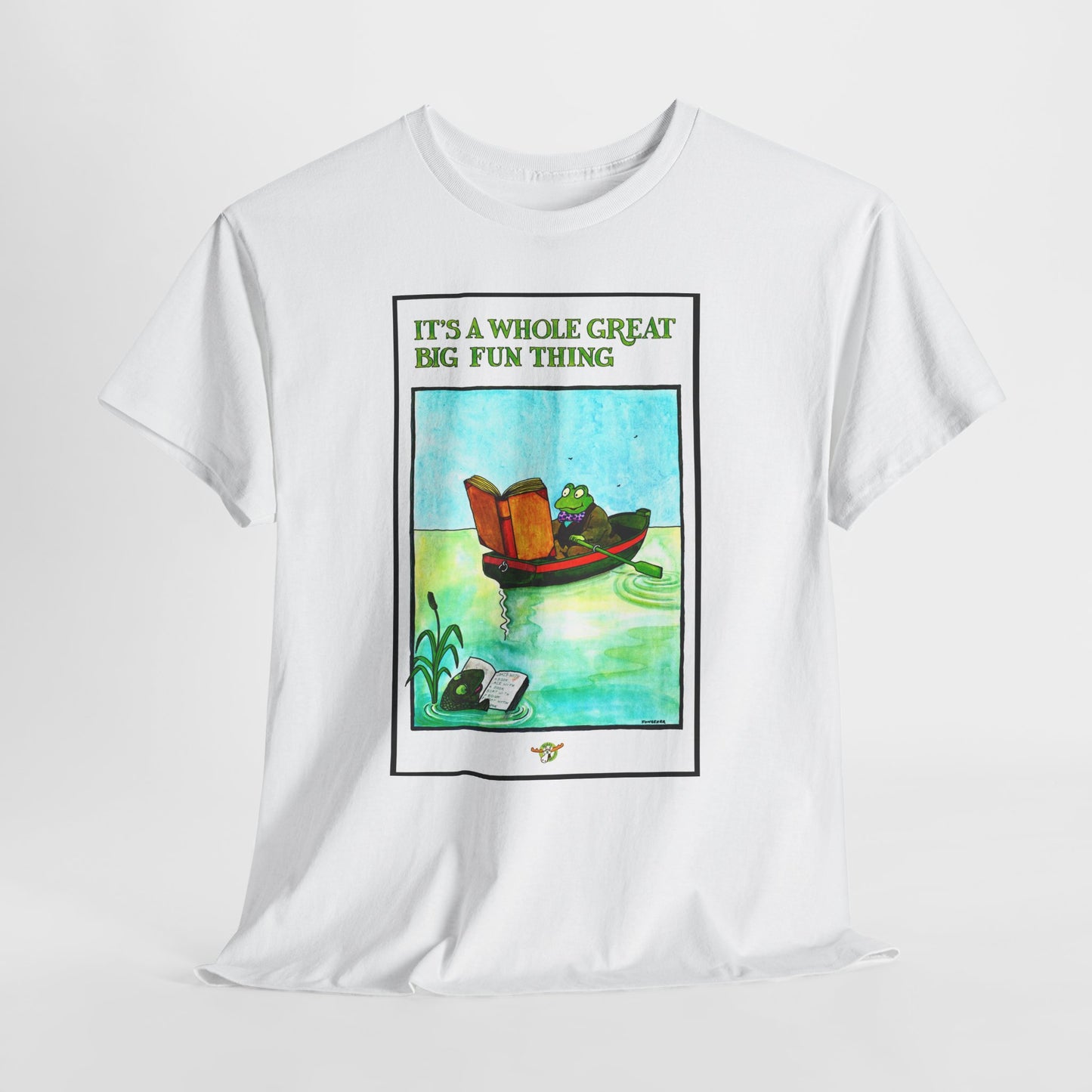 Reading frog - Unisex Heavy Cotton Tee - "It's a Whole Great Big Fun Thing"