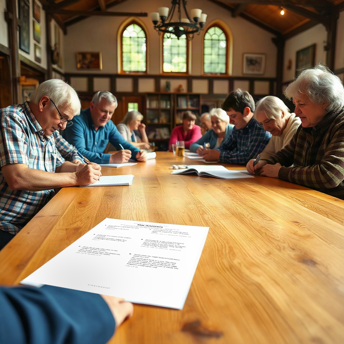 In use — a village hall table quiz using the printable
