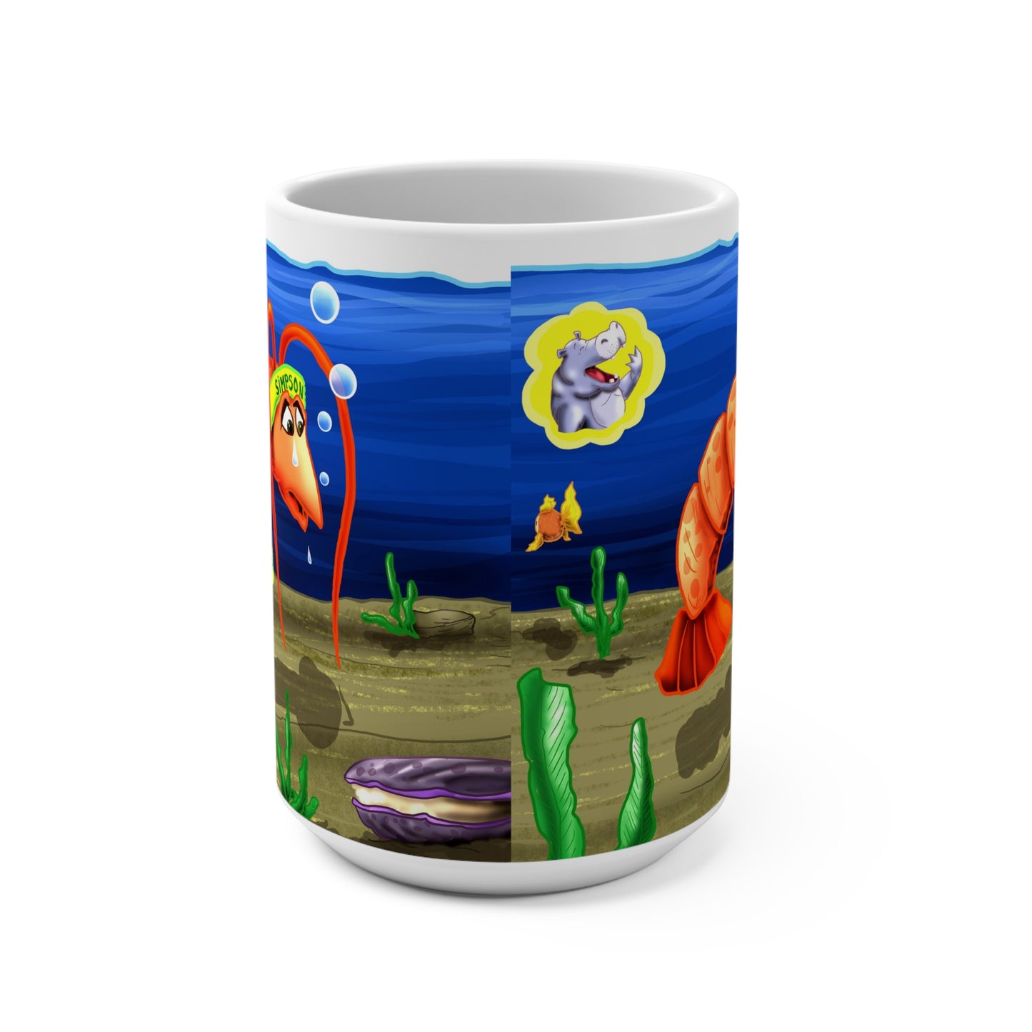 The Longest Yawn Mug - Large mug -Simpson the sporty shrimp
