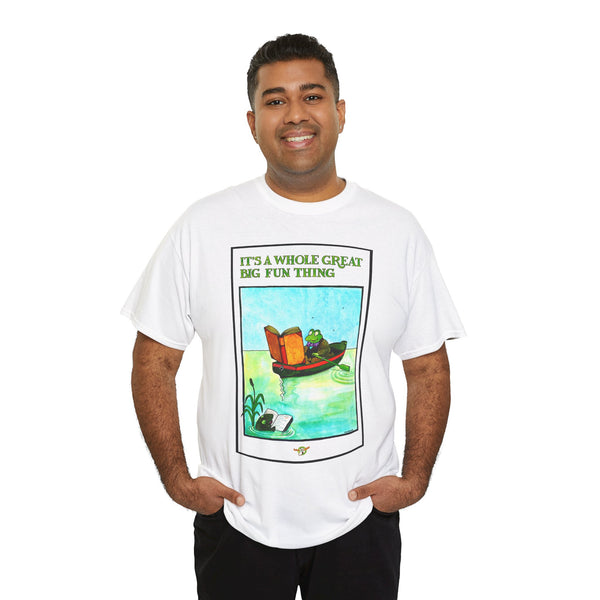 Reading frog - Unisex Heavy Cotton Tee - "It's a Whole Great Big Fun Thing"