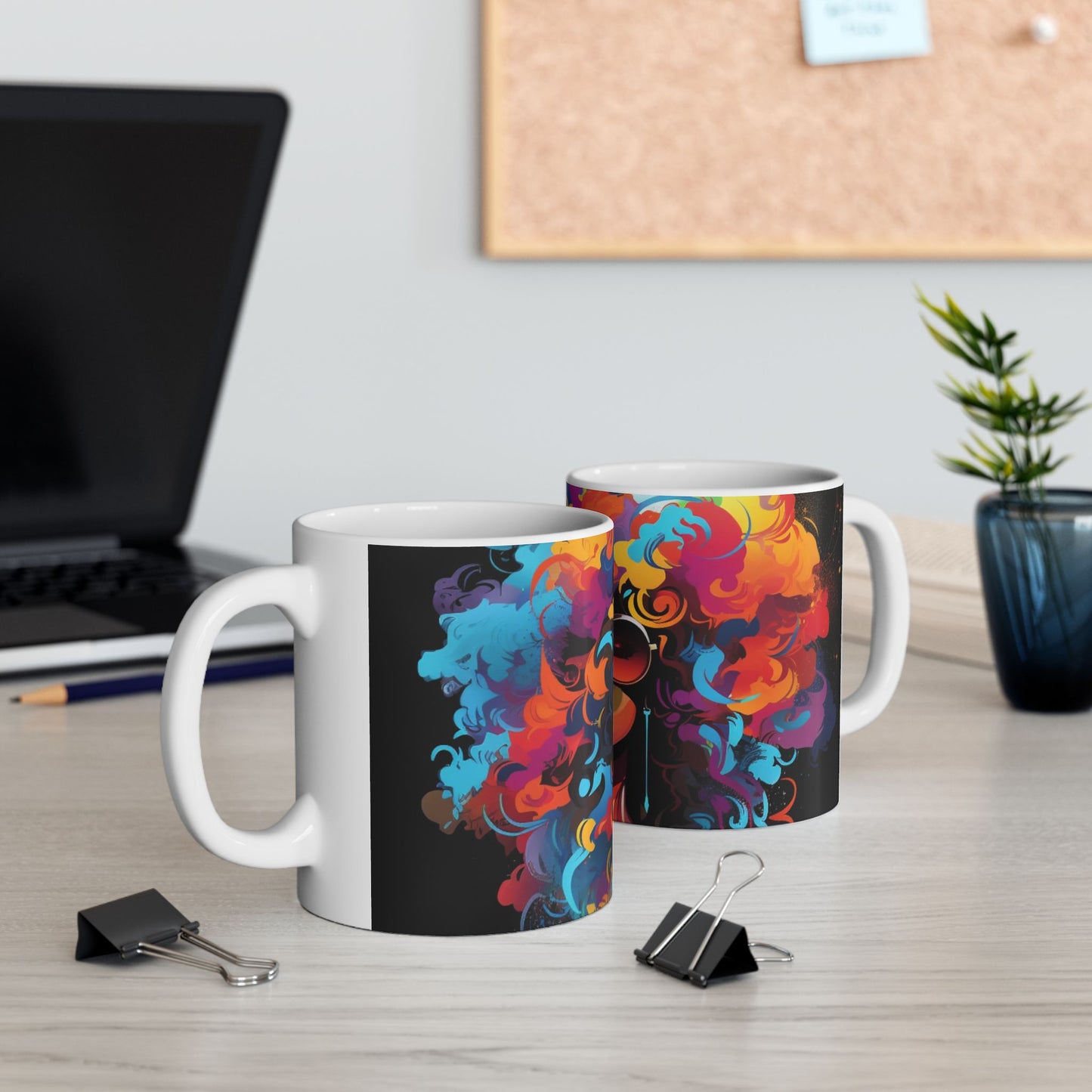 J Love 'I am woman' Colorful Afrocentric Large Ceramic Mug | Vibrant Art for Coffee Lovers