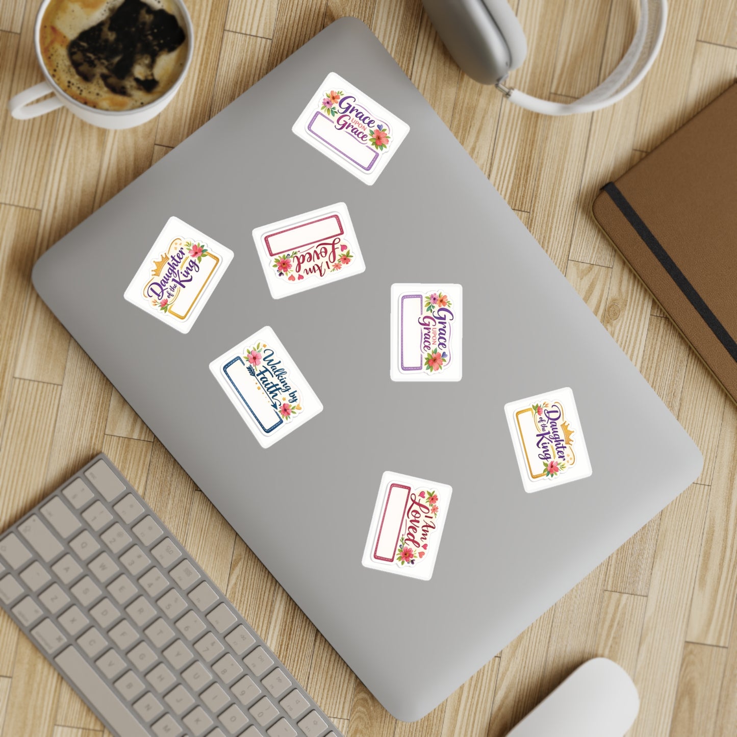 20 affirmation name label premium sticker sheet bundle — Christian Encouragement Name Labels (I Am Loved, Daughter of the King, Walking by Faith, [...]