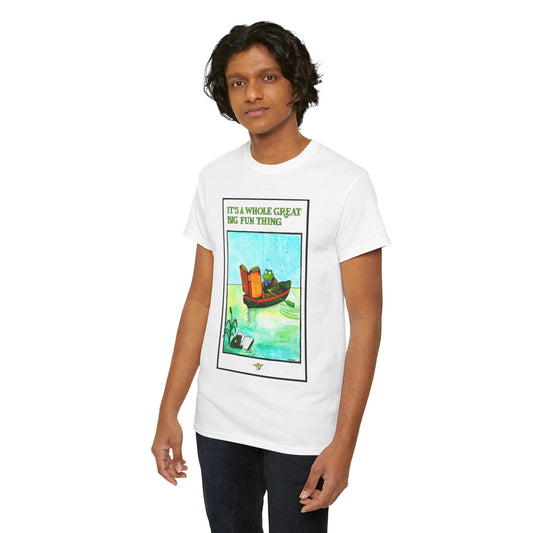 Reading frog - Unisex Heavy Cotton Tee - "It's a Whole Great Big Fun Thing"