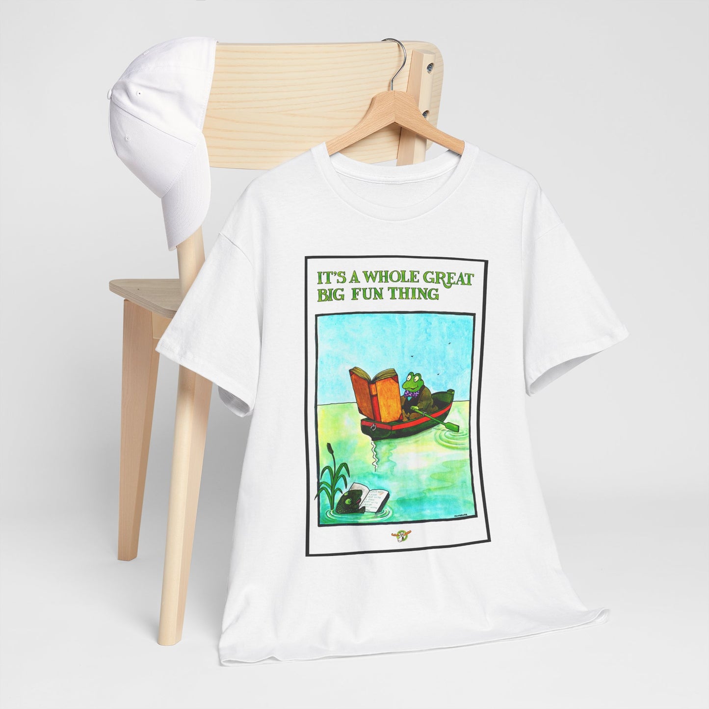 Reading frog - Unisex Heavy Cotton Tee - "It's a Whole Great Big Fun Thing"