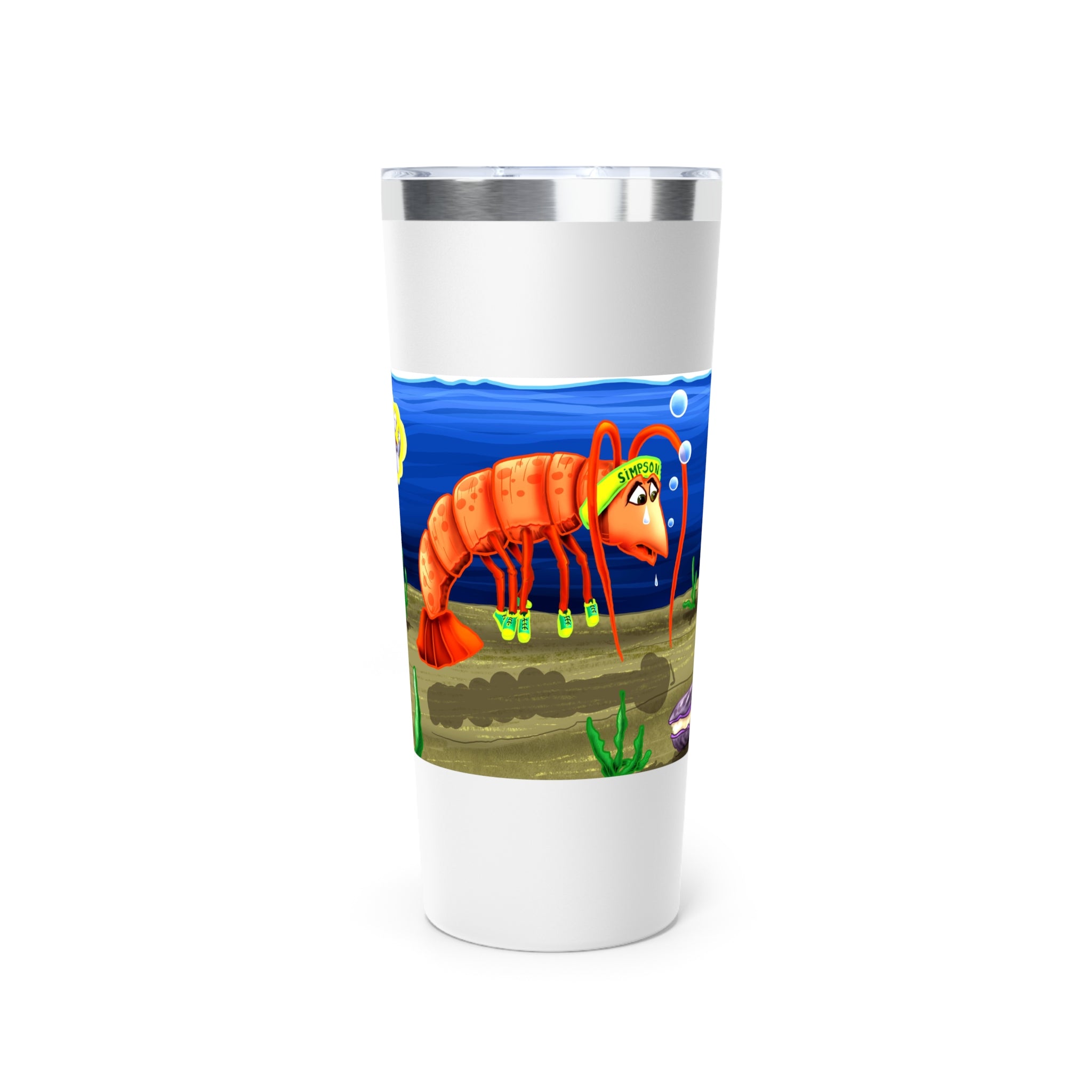 The Longest Yawn - 22oz Insulated Travel Mug with Simpson the sporty shrimp