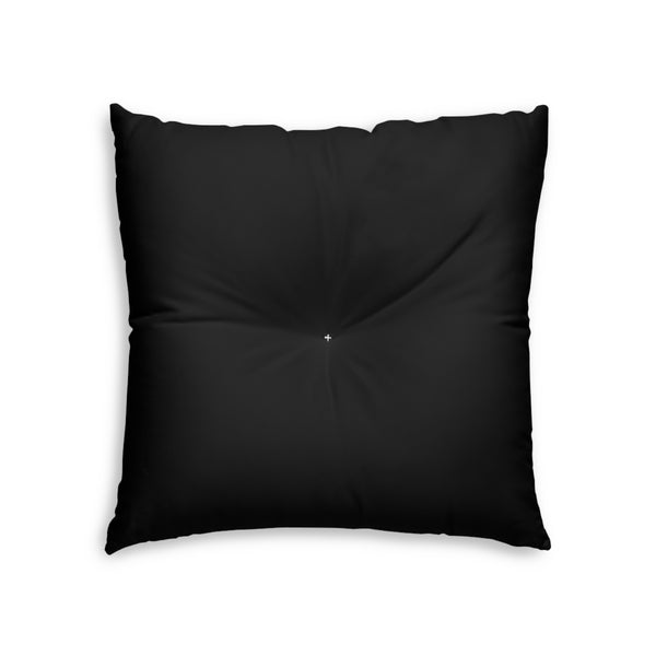 Tufted Floor Pillow, Square - Embrace Melanin Globe Print