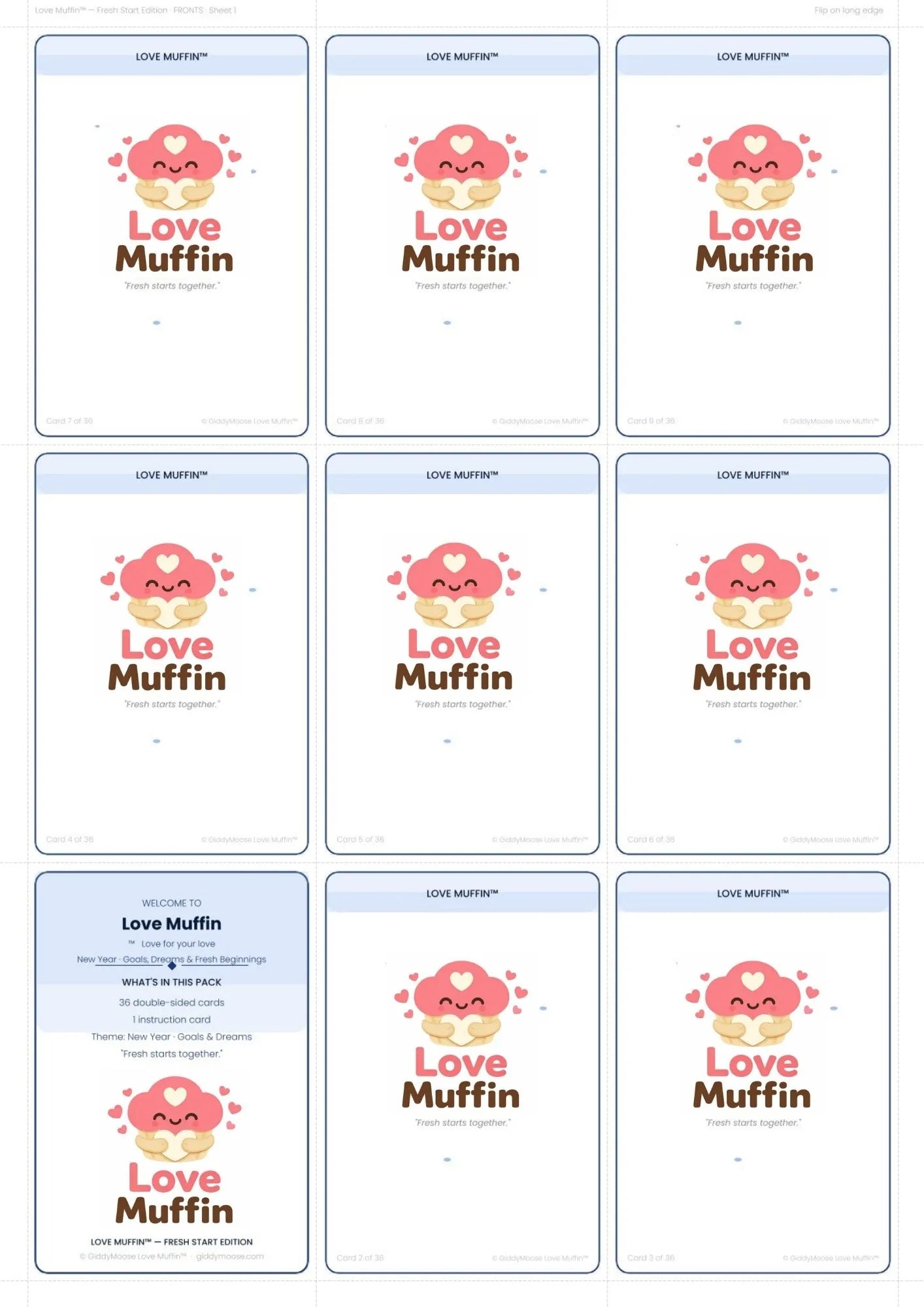 New Year Couples Cards Printable | 36 Goal Setting Cards | Fresh Start Together Gift | Love Muffin UK