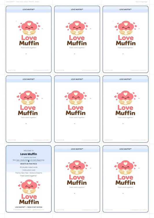 New Year Couples Cards Printable | 36 Goal Setting Cards | Fresh Start Together Gift | Love Muffin UK