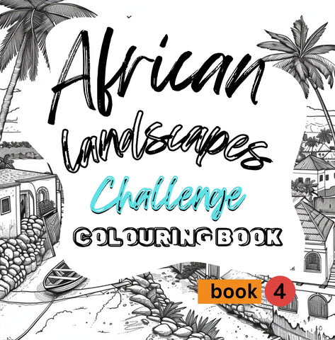 African landscapes challenge colouring book 4 - Adults