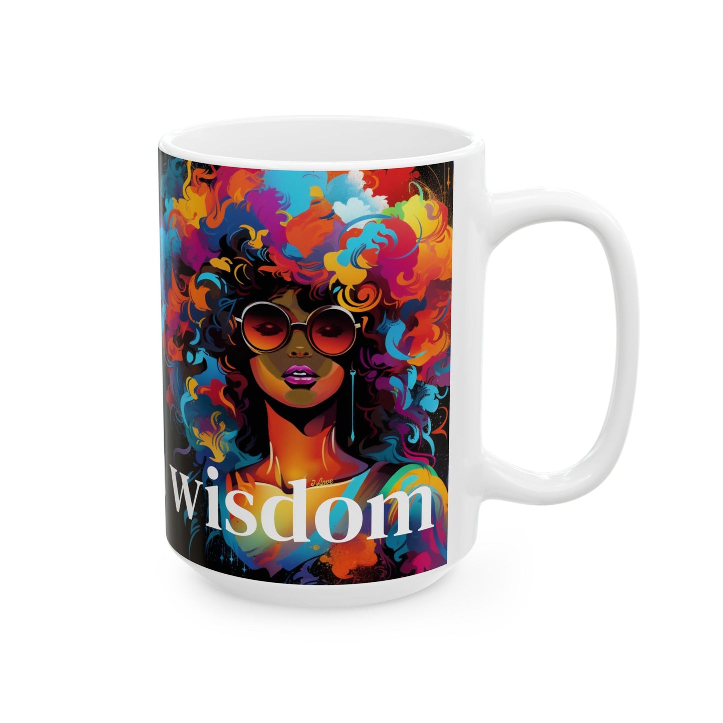 J Love ' I am woman'  - I lead with Wisdom Large Ceramic Mug