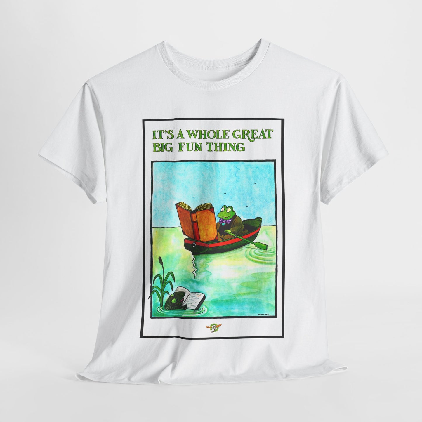 Reading frog - Unisex Heavy Cotton Tee - "It's a Whole Great Big Fun Thing"