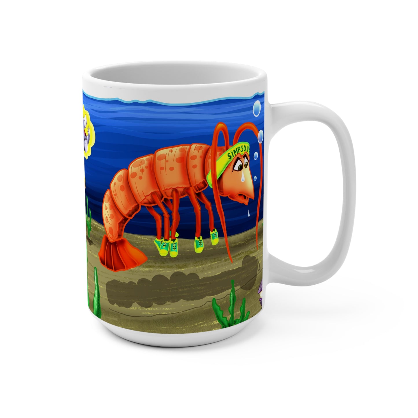 The Longest Yawn Large Mug - Simpson the sporty shrimp