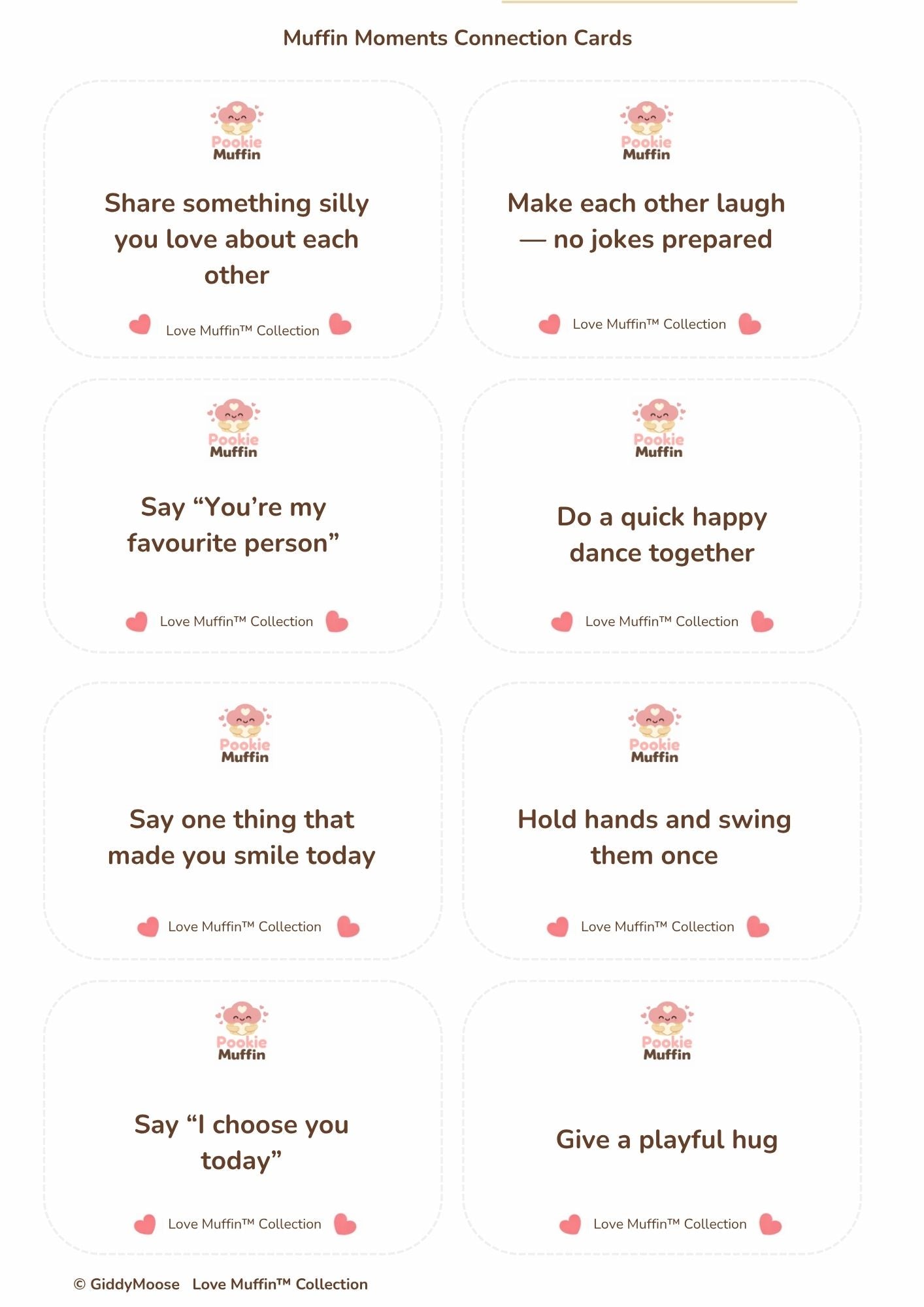 Love Muffin™ Printable Muffin Moment connection cards