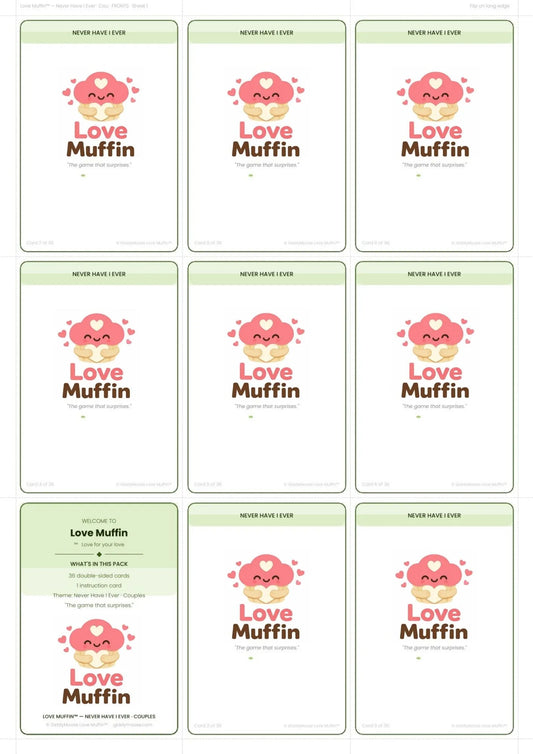 Never Have I Ever Couples Printable | 35 Faith-Friendly Cards | Fun Date Night Gift | Love Muffin UK