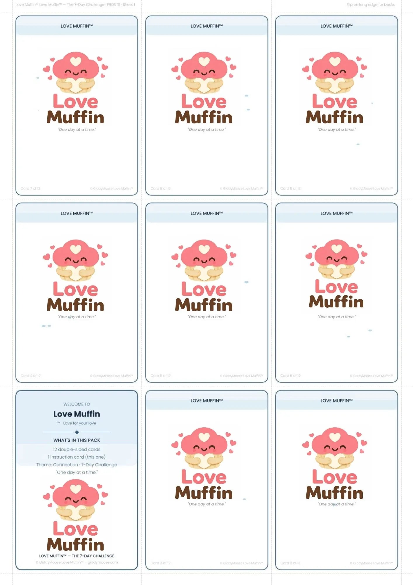 Love Muffin™ 7-Day Love Challenge | Couples Card Game | Date Night Gift | Instant Download