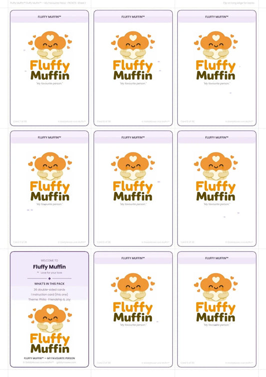 Best Friends Couples Cards Printable | 36 Fun Cards | Relationship Gift | Fluffy Muffin My Favourite Person | UK Instant Download