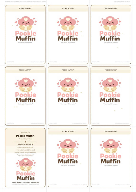 Playful Couples Cards Printable | 36 Cute Cards | Funny Relationship Gift | Pookie Muffin | UK Instant Download