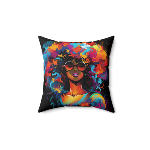 J Love 'I am woman' Chic Art Faux Suede Pillow - Colorful Statement Decor for Home