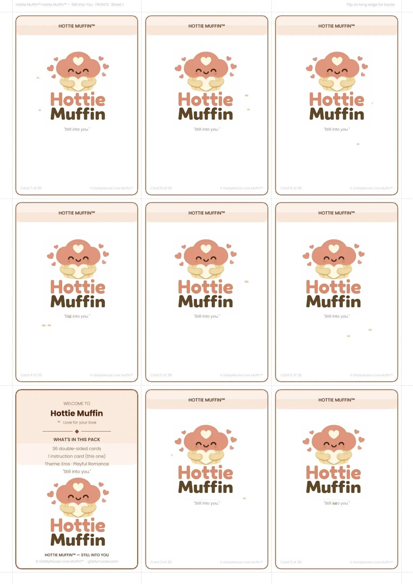 Flirty Couples Cards Printable | 36 Romance Cards | Date Night Gift | Hottie Muffin Still Into You | UK Instant Download