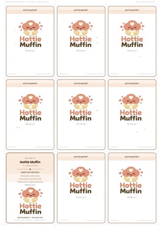 Flirty Couples Cards Printable | 36 Romance Cards | Date Night Gift | Hottie Muffin Still Into You | UK Instant Download