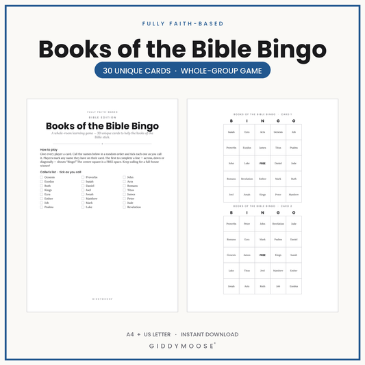Books of the Bible Bingo Printable