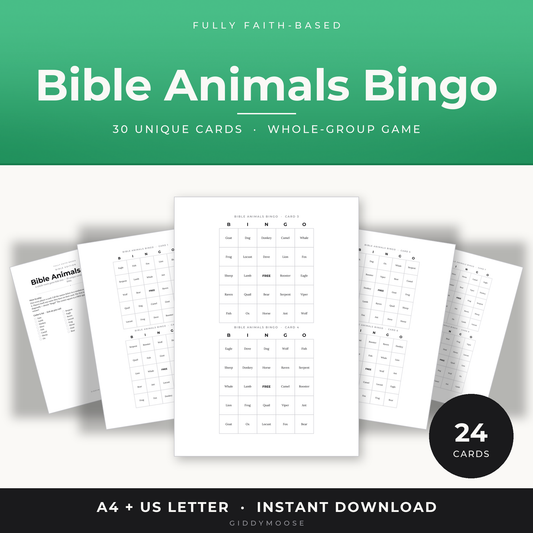 Bible Animals Bingo Printable