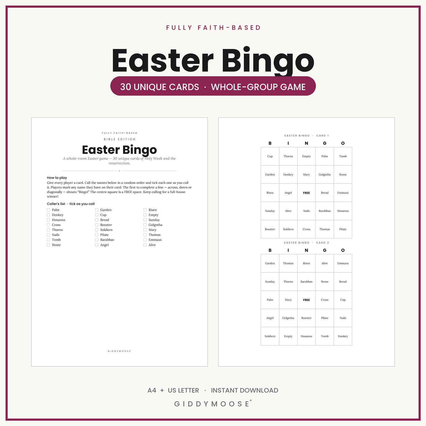 Easter Bingo Printable