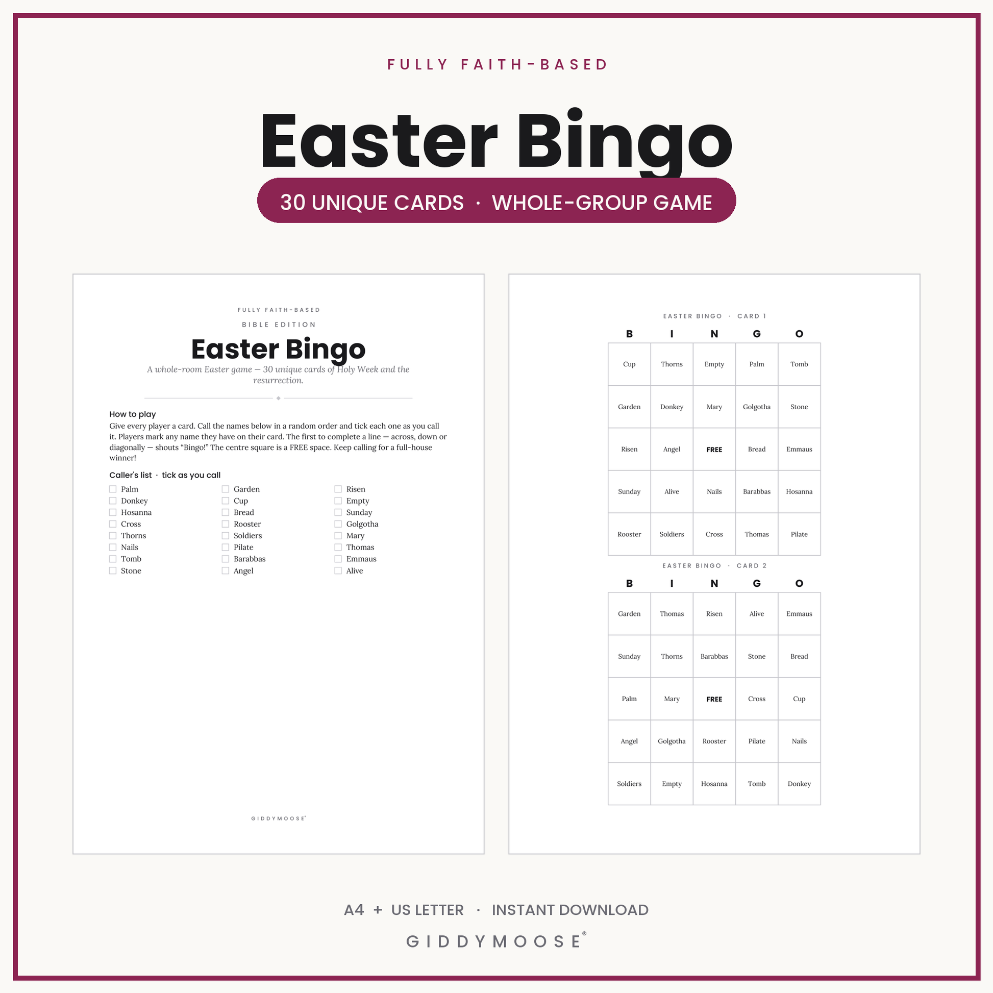Easter Bingo Printable