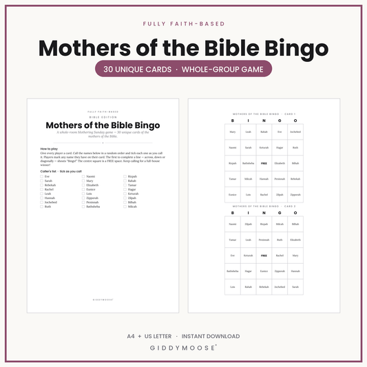 Mothers of the Bible Bingo Printable