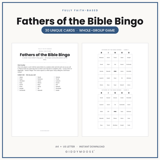 Fathers of the Bible Bingo Printable