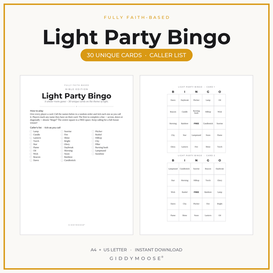 Light Party Bingo Printable