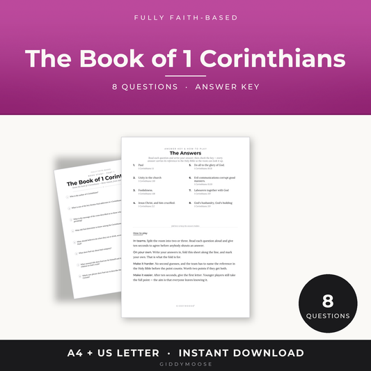 The Book of 1 Corinthians Bible Quiz Printable