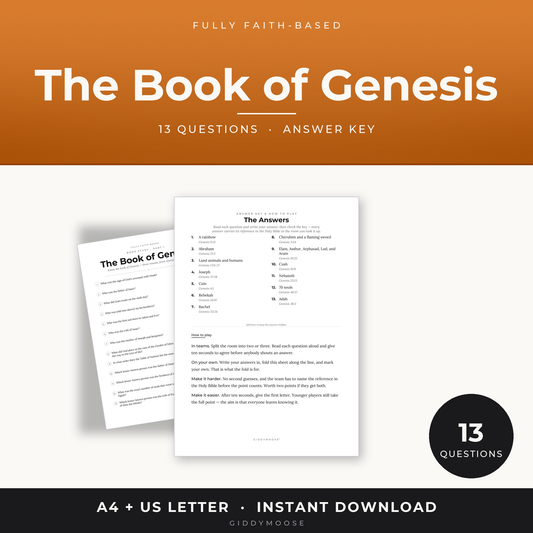 The Book of Genesis Bible Quiz Printable