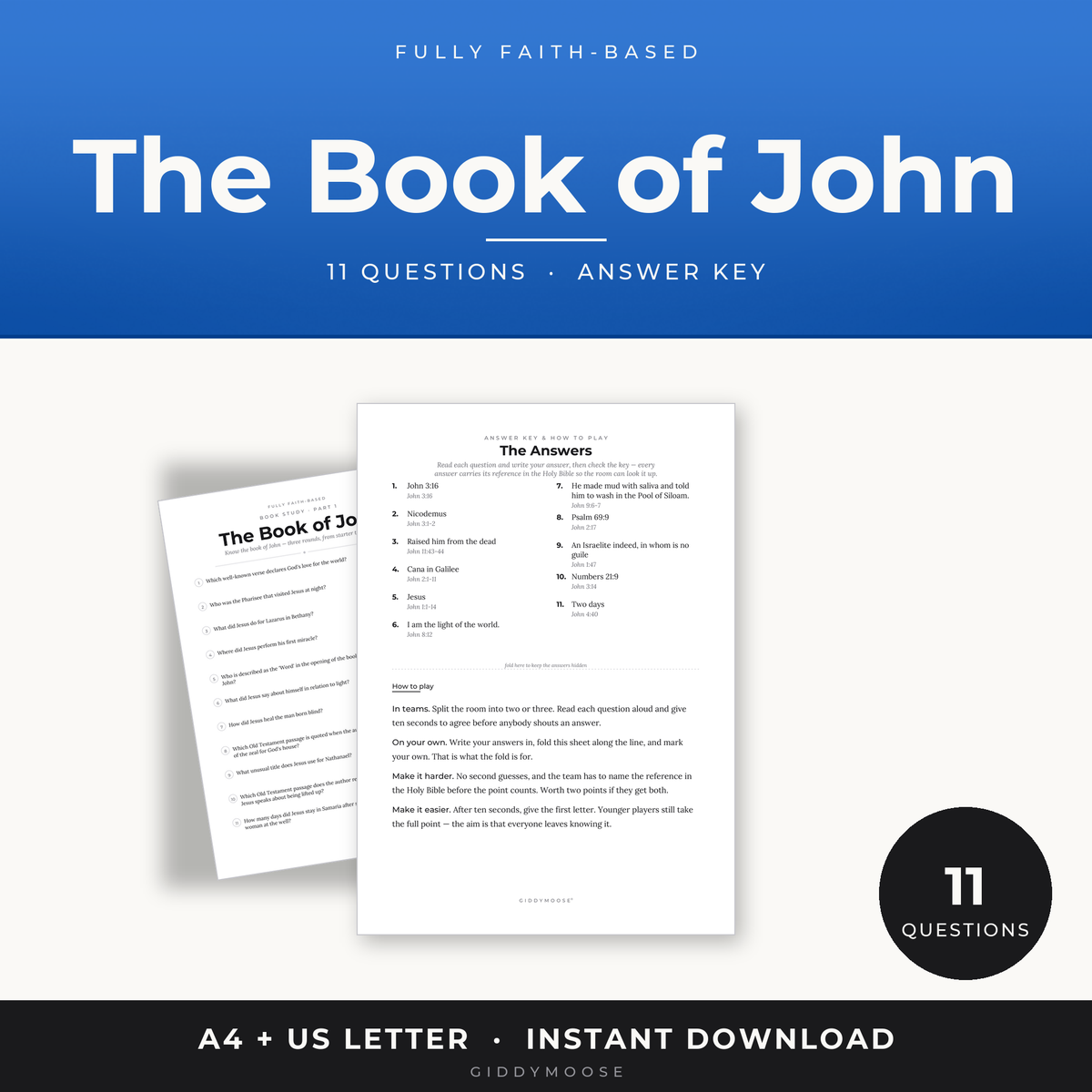 The Book of John Bible Quiz Printable