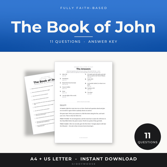 The Book of John Bible Quiz Printable