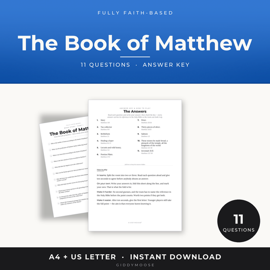 The Book of Matthew Bible Quiz Printable