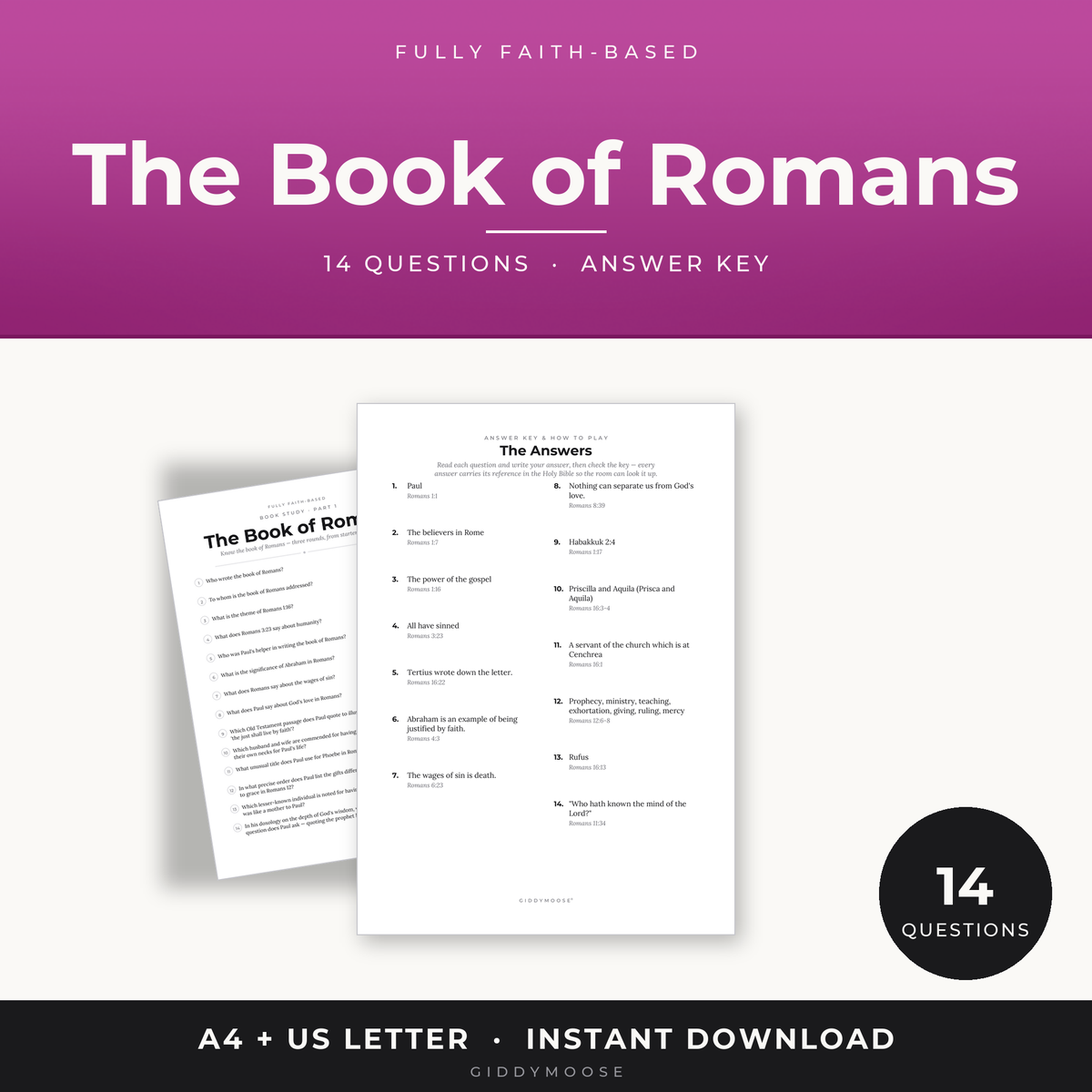 The Book of Romans Bible Quiz Printable