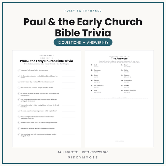 Paul and the Early Church Bible Trivia Printable
