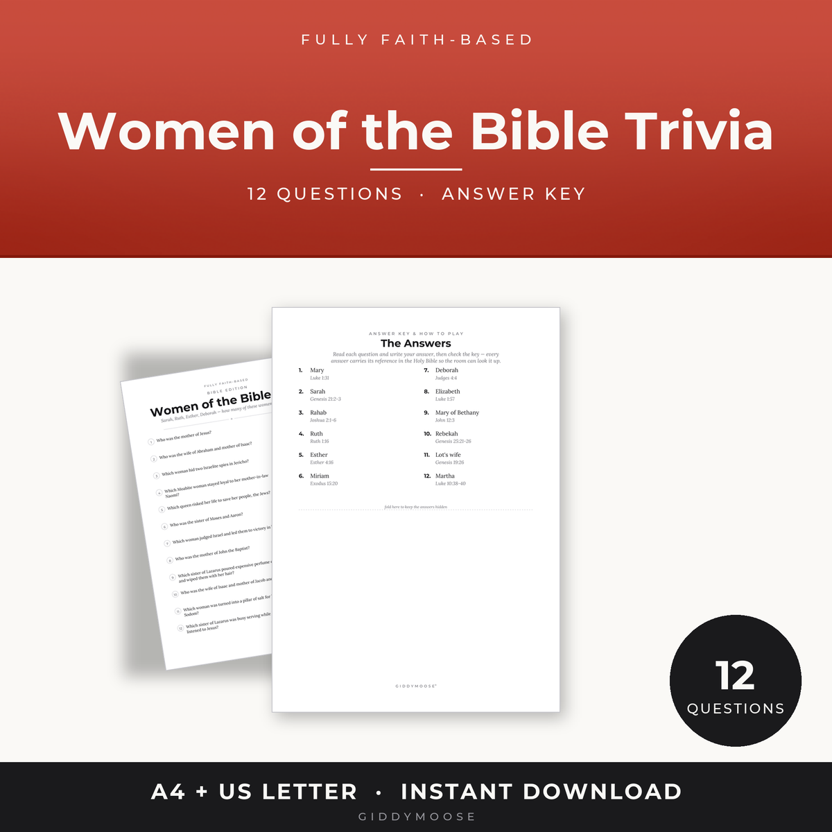 Women of the Bible Trivia Quiz Printable