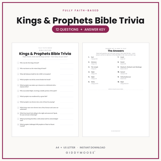 Kings and Prophets Bible Trivia Printable