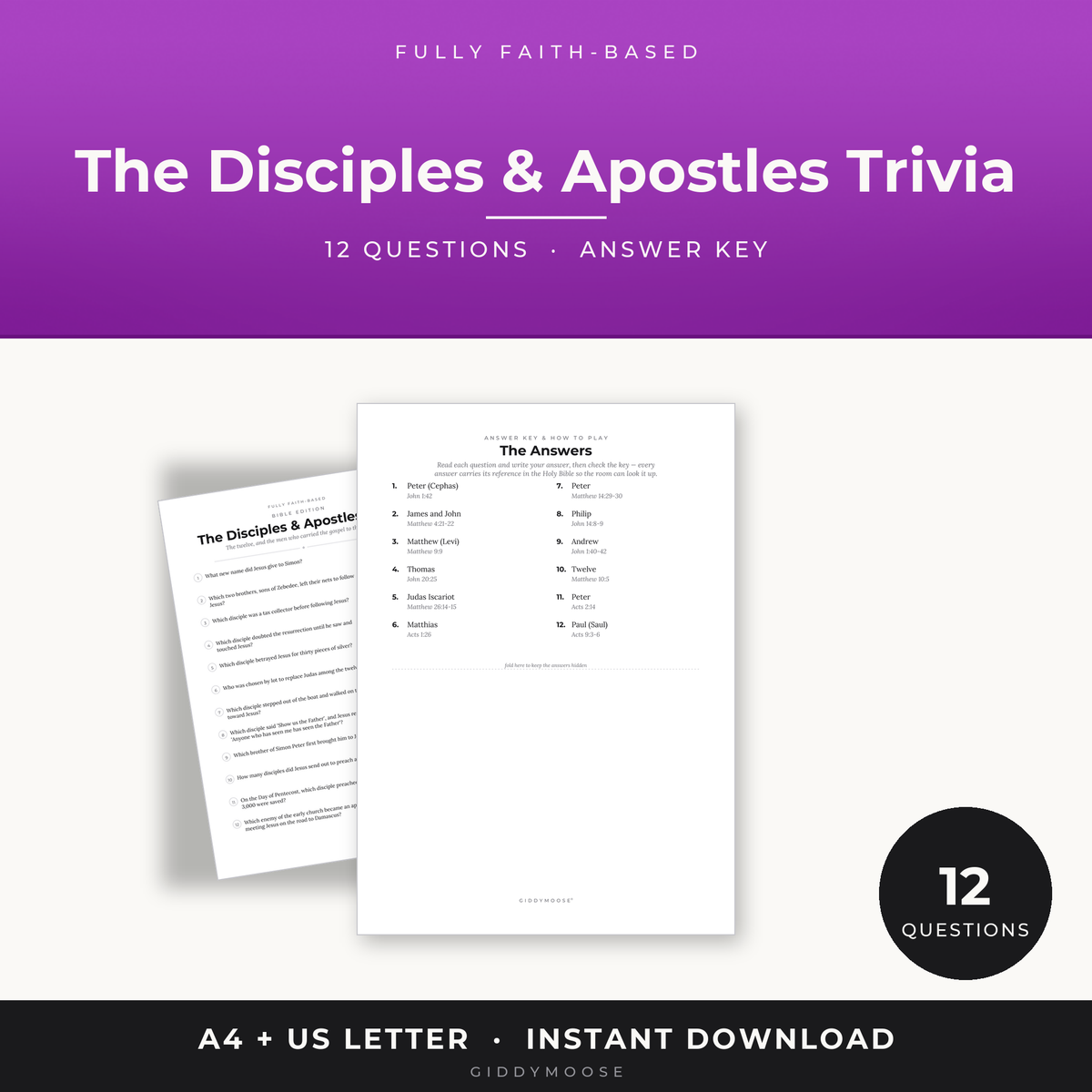 Disciples of Jesus Bible Trivia Printable