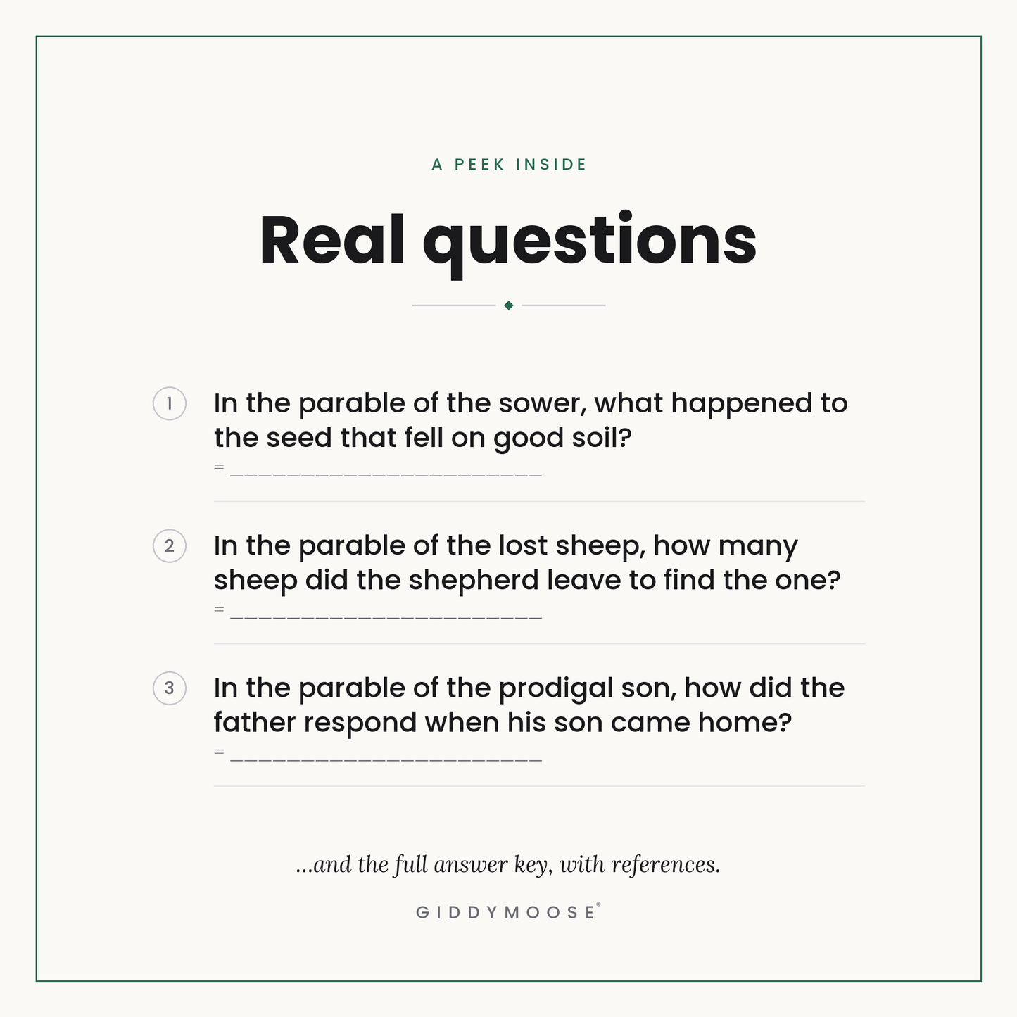 Parables of Jesus Bible Trivia Printable — image 3