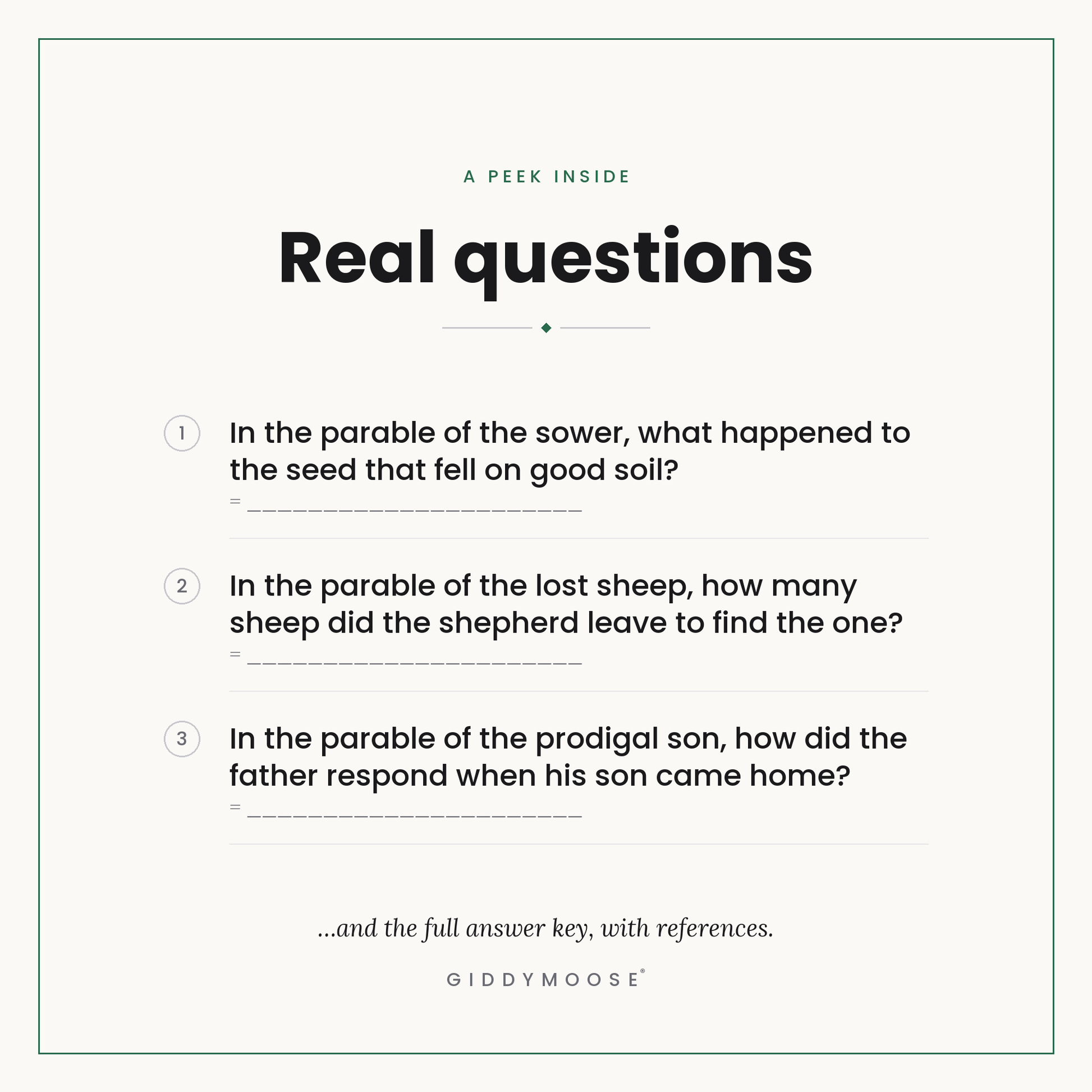 Parables of Jesus Bible Trivia Printable — image 3