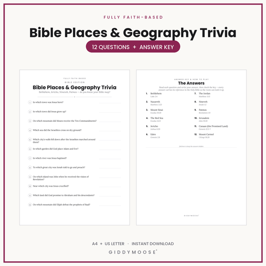 Bible Places and Geography Trivia Printable